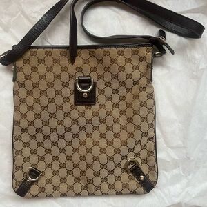 Gucci Beige and Brown Monogram Messenger Bag